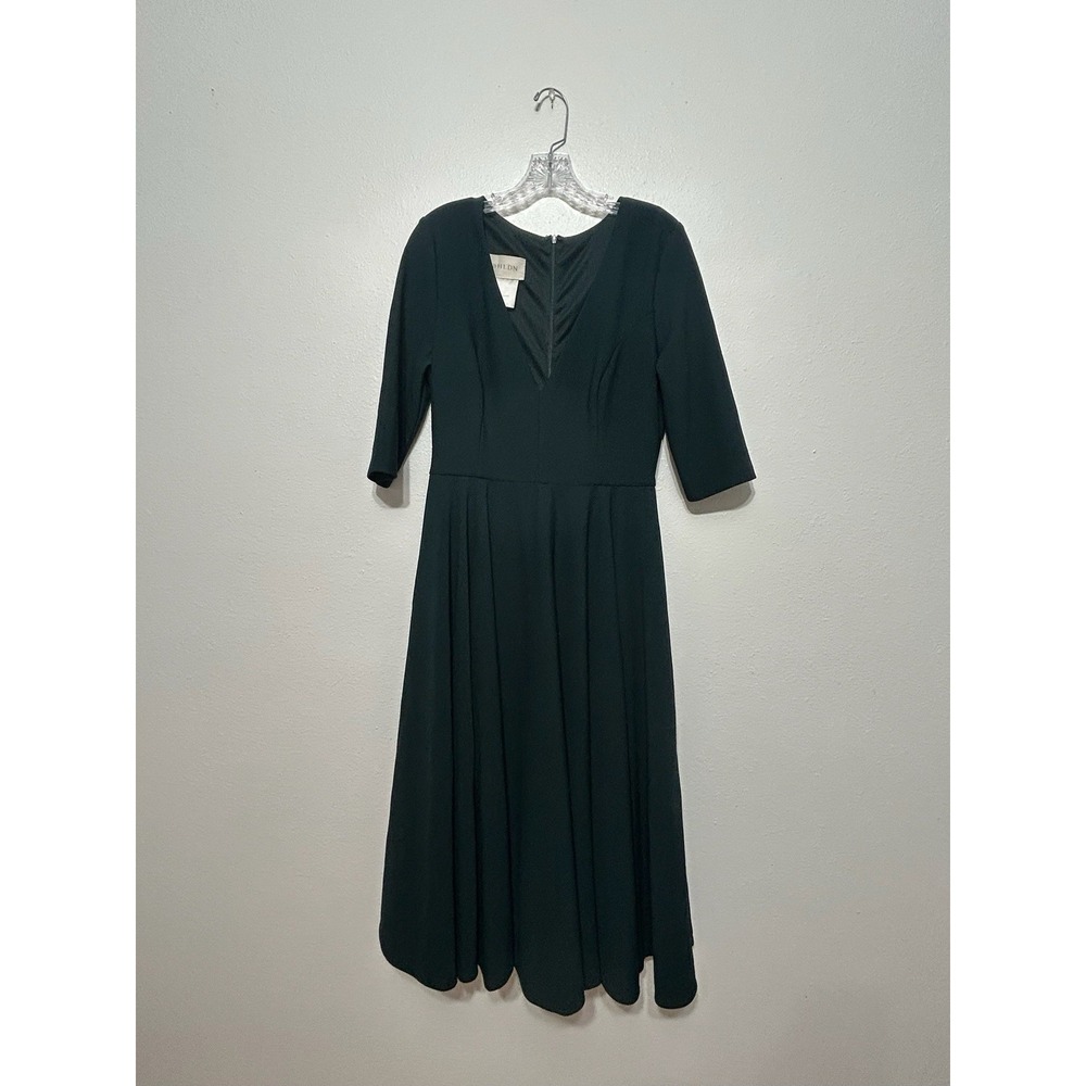BHLDN Valdis Hunter Green Half Sleeve A Line Dress Womens Size 10